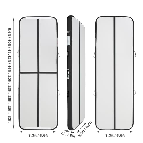 ZAMPIQ 20ft Inflatable Air Gymnastics Mat Training Mats 8 inches Thickness Gymnastics Tracks for Home Use/Training/Cheerleading/Yoga/Water with Pump