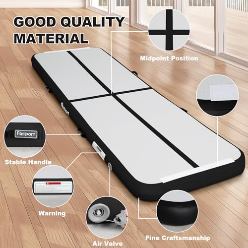 ZAMPIQ 20ft Inflatable Air Gymnastics Mat Training Mats 8 inches Thickness Gymnastics Tracks for Home Use/Training/Cheerleading/Yoga/Water with Pump