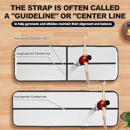 ZAMPIQ 20ft Inflatable Air Gymnastics Mat Training Mats 8 inches Thickness Gymnastics Tracks for Home Use/Training/Cheerleading/Yoga/Water with Pump