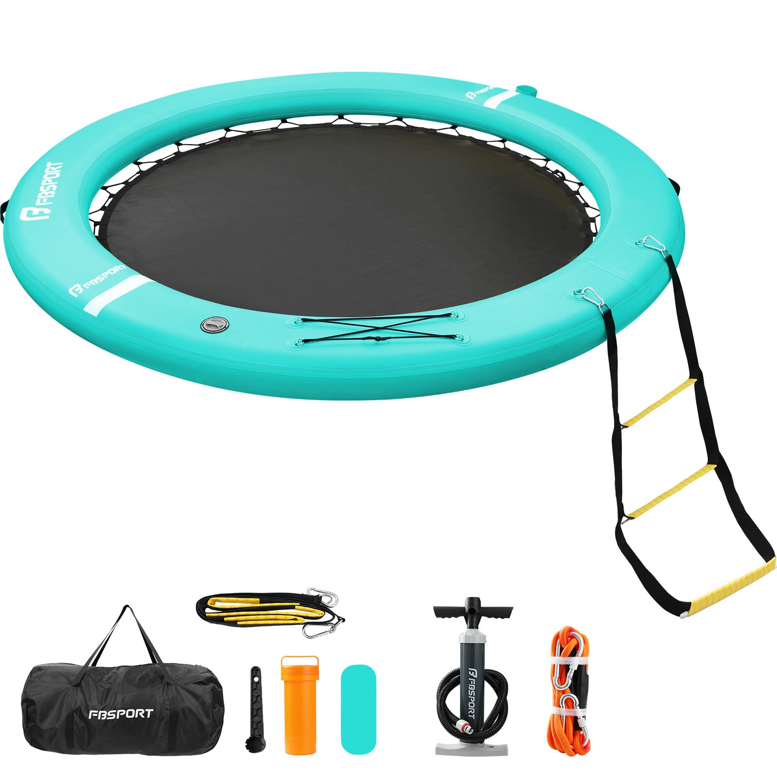 ZAMPIQ Inflatable Dock Floating Platform, 8ft Inflatable Water Hammock Floating Deck for Lake W/Cupholder, Round Floating Ring Sunchill Float Ring, Pool Float Raft Lounger Island Platform Pad