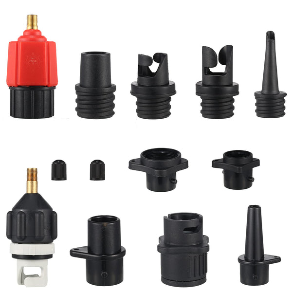 ZAMPIQ Inflatable Air Pump Adaptor Compatible with SUP Inflatable Car Air Compressor Valve Adaptor with 9 Valve Nozzle for Paddle Board Boat(Classic,Black, Red, Gold)