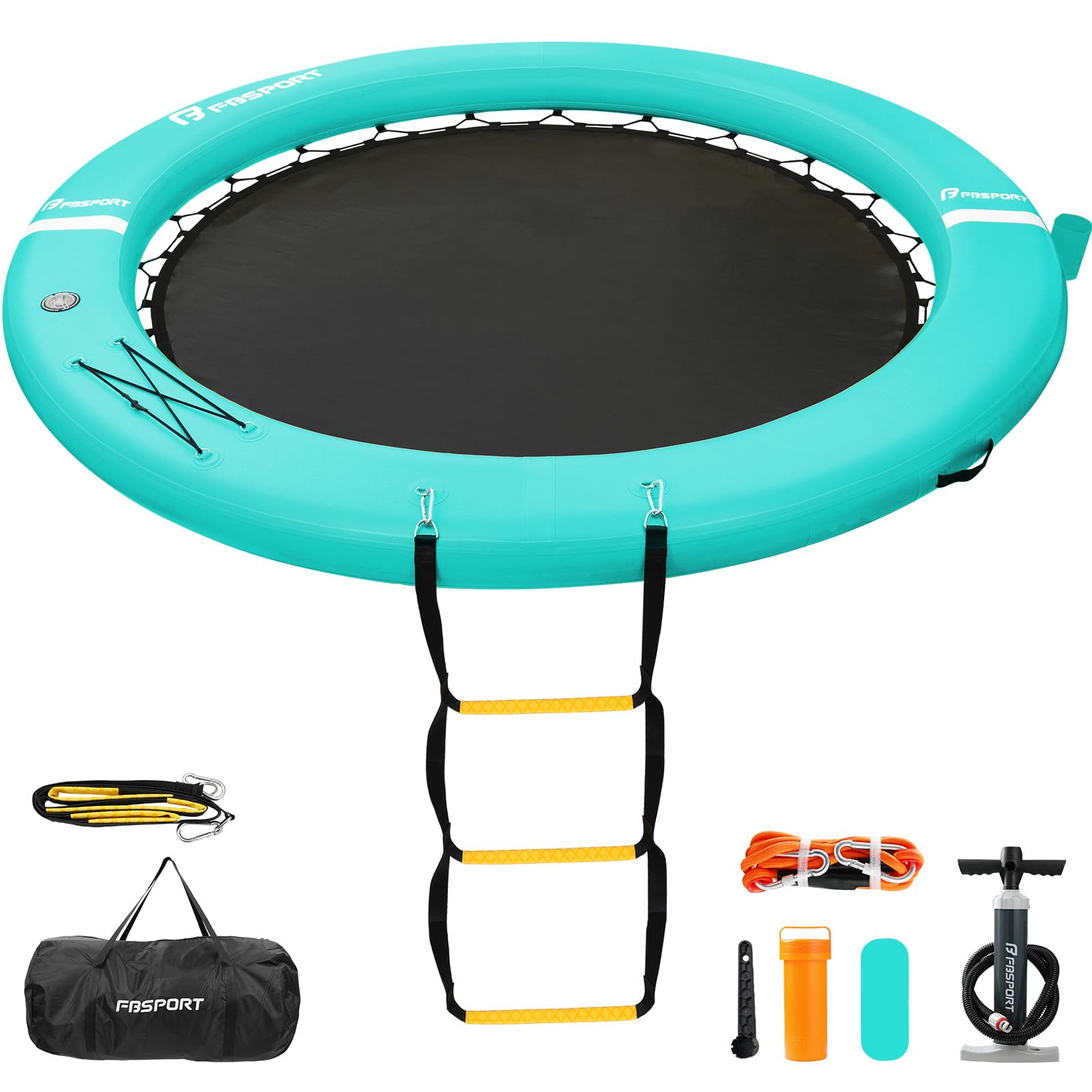 ZAMPIQ Inflatable Dock Floating Platform, 8ft Inflatable Water Hammock Floating Deck for Lake W/Cupholder, Round Floating Ring Sunchill Float Ring, Pool Float Raft Lounger Island Platform Pad