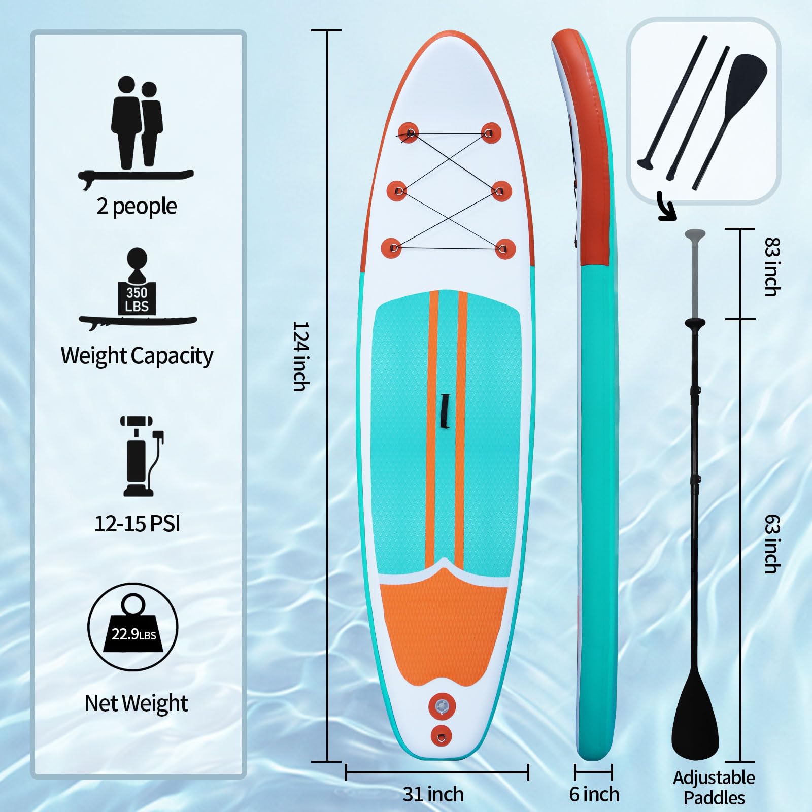 Inflatable Paddle Boards Stand Up Paddleboard Wide Stable with Premium SUP Paddle Board Accessories for All Skill Levels with Fins, Adjustable Paddle, Pump, Backpack, Leash
