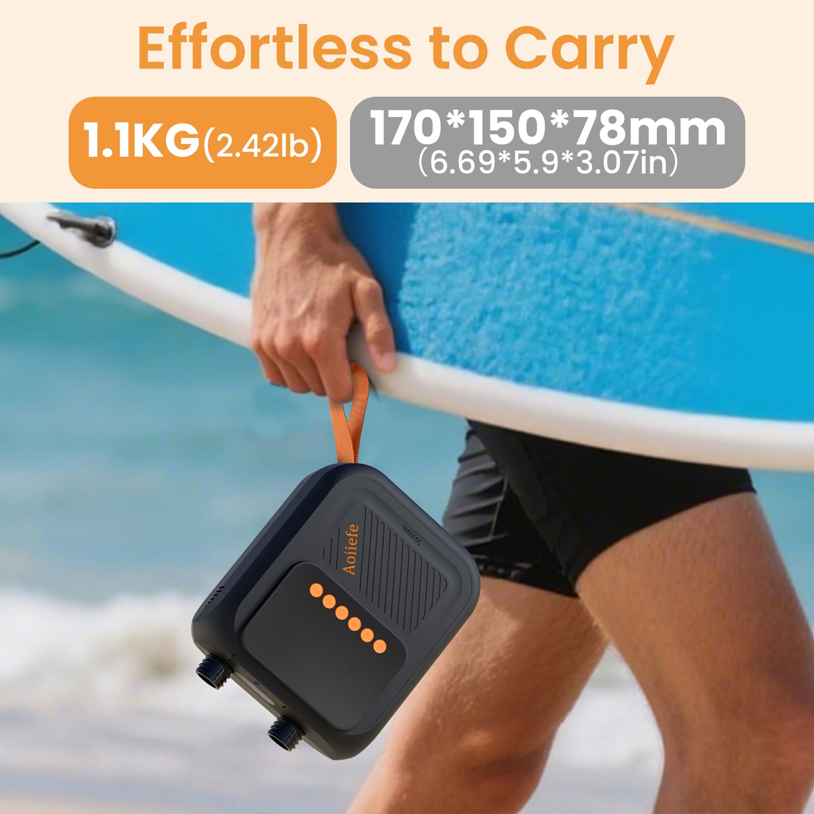 ZAMPIQ Portable Electric Paddle Board Pump, 20PSI SUP pump for Paddleboard,Dual Stage Inflation&Deflation, Auto-Off and 12V DC connector for Stand-Up Paddle Boards, Kayaks, Boats & Inflatables