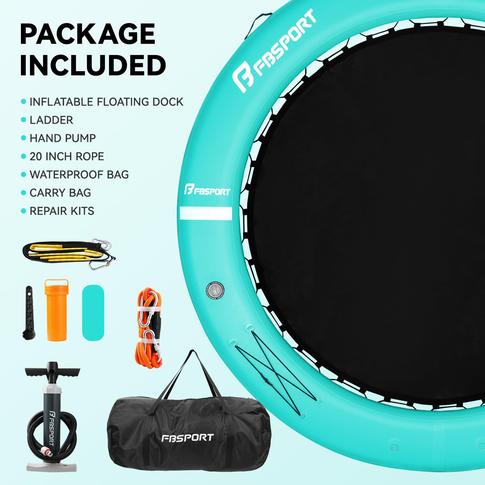 ZAMPIQ Inflatable Dock Floating Platform, 8ft Inflatable Water Hammock Floating Deck for Lake W/Cupholder, Round Floating Ring Sunchill Float Ring, Pool Float Raft Lounger Island Platform Pad