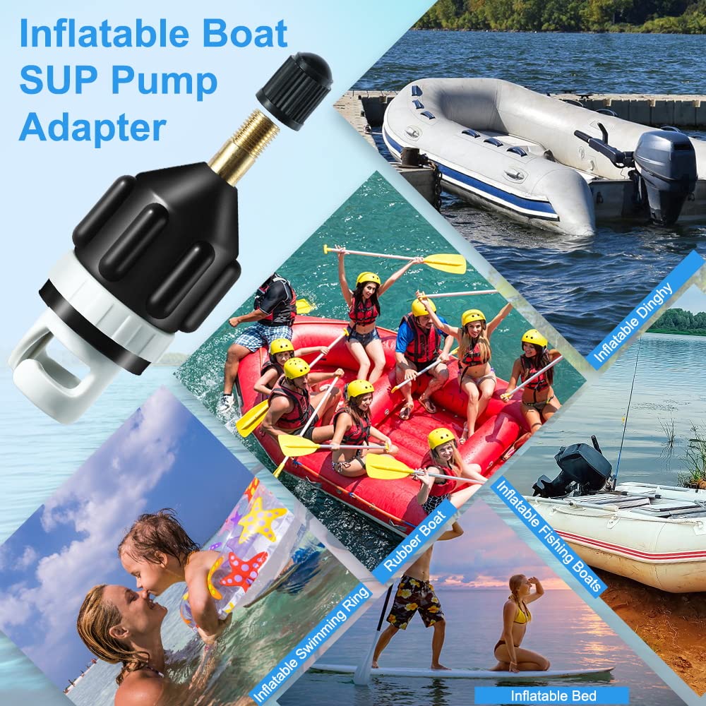 ZAMPIQ 2Pcs Inflatable Boat SUP Pump Adapter, Premium Conventional Air Adapter, Sturdy SUP Air Adapter,Quickly Inflation and Strong Sealing SUP Pump Adapter, for Inflatable Boat, Paddleboard and Kayak.