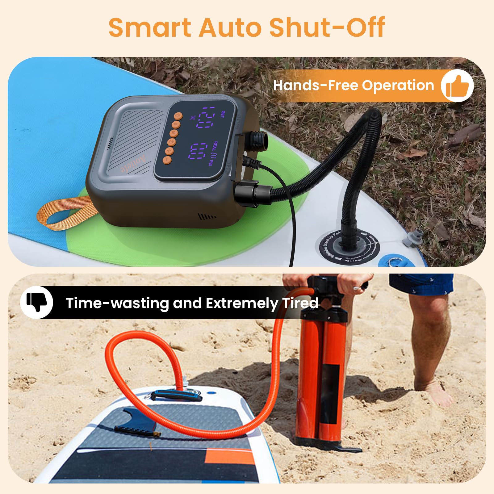 ZAMPIQ Portable Electric Paddle Board Pump, 20PSI SUP pump for Paddleboard,Dual Stage Inflation&Deflation, Auto-Off and 12V DC connector for Stand-Up Paddle Boards, Kayaks, Boats & Inflatables
