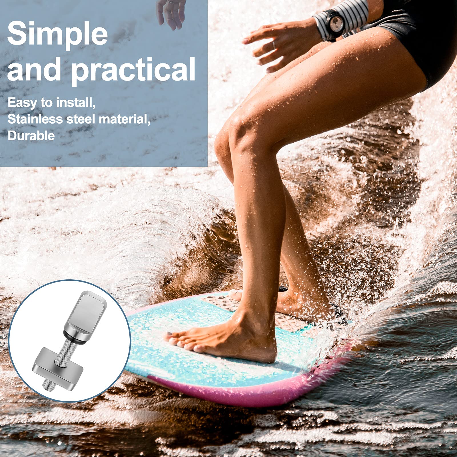 ZAMPIQ 6 Pieces Surfing Accessories No Tool Stainless Steel Fin Screw Thumb Fin Screw for Men Women Surfboard Surf Longboard Paddleboard and SUP