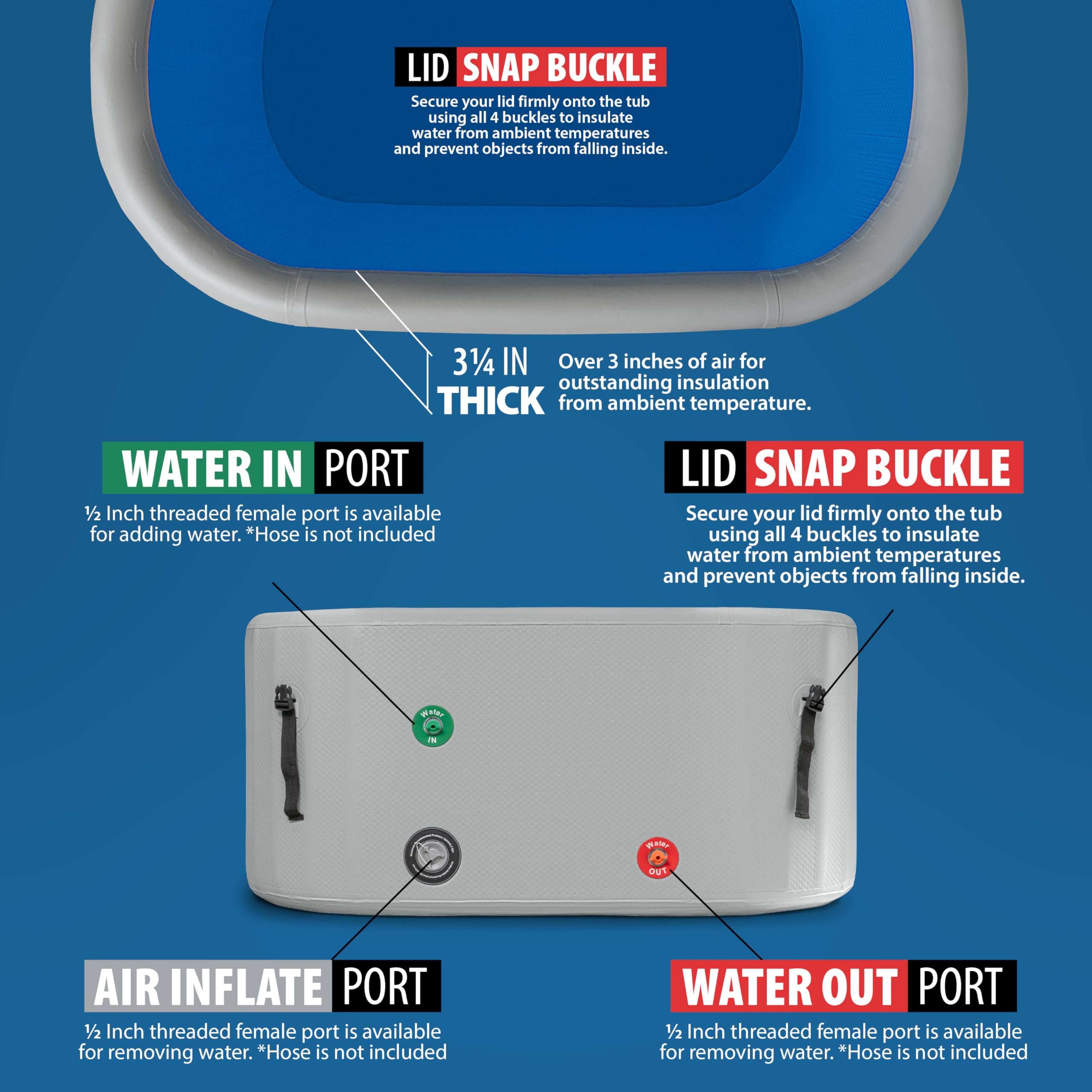 ZAMPIQ Inflatable Ice Bathtub With Chiller