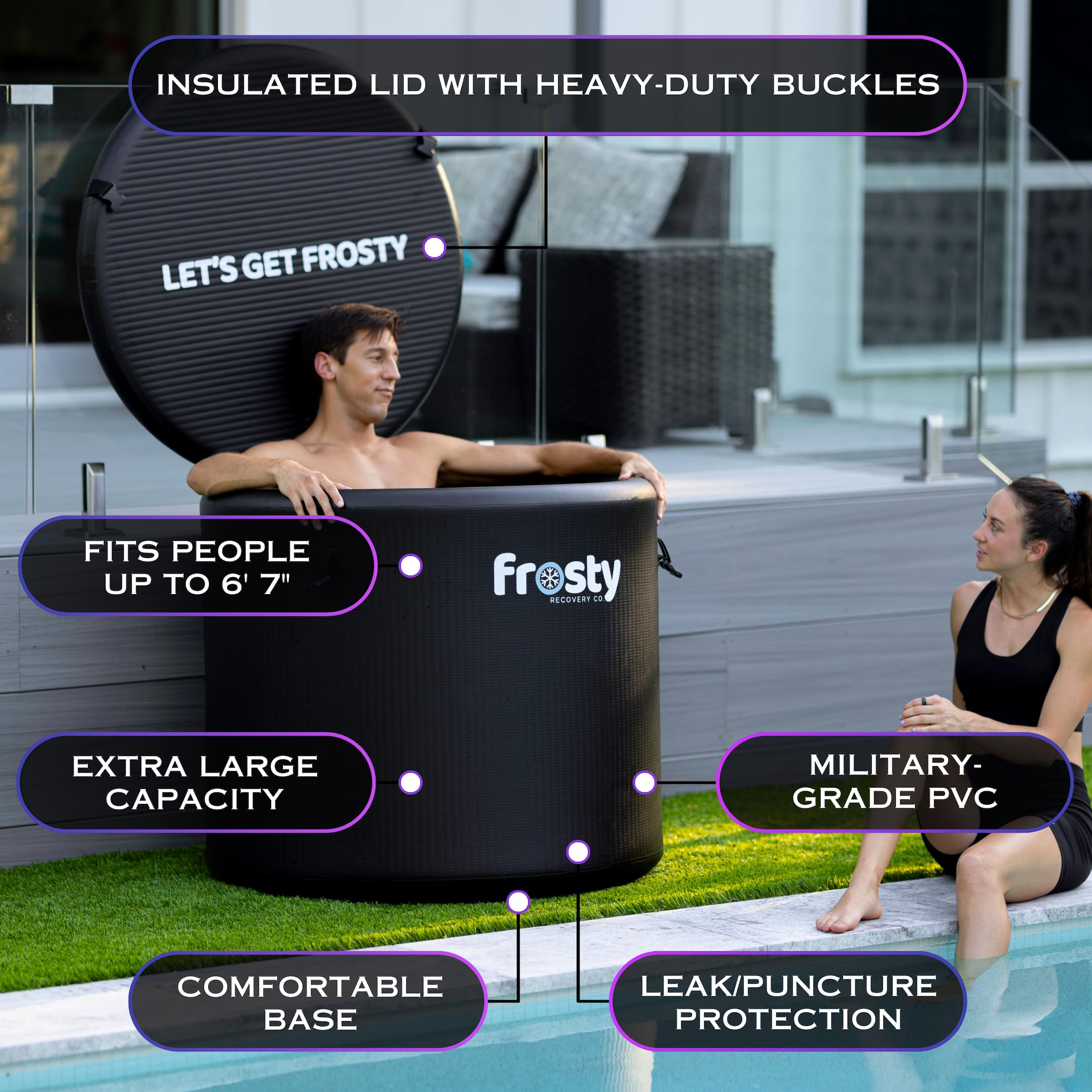 ZAMPIQ Ice Pod Pro Cold Plunge - Inflatable Ice Tub for Cold Water Therapy - Pro Grade Cold Plunge Ice Pod with Water Chiller Compatibility - The Ice Pod Cold Plunge Tub for Ice Bath and Ice Plunge