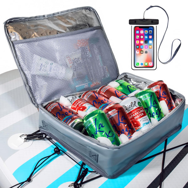 ZAMPIQ Paddle Board Accessories Cooler with Waterproof Phone Case – Essential SUP Accessories for Paddleboarding